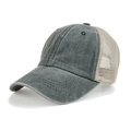 Vintage washed grey baseball cap with breathable beige mesh back and classic curved brim - M(56-58cm) / Gray