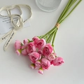 Elegant pink artificial rose bouquet tied with brown ribbon on white background - Rose Red