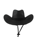 Cappello da cowboy in paglia nera da uomo con sottogola regolabile e tesa larga - Taglia Unica 58cm Circonferenza / Falda Larga Cowboy Griglia Fine - Nero