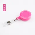 Rose red retractable badge reel with durable plastic shell and metal clip for ID cards - Rose Red