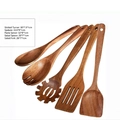 5-piece acacia wood kitchen utensil set including spatulas and spoons, weighing 450g - Mangium Wood 5-Piece Set / Approx. 450g