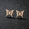 Elegant hollow butterfly stud earrings in rose gold finish with polished metal texture - Butterfly / Rose Gold