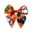 Halloween swallowtail bow hair clip in orange featuring ghost and witch hat patterns - Hair Clip Style / Orange