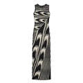 Women's slim fit sleeveless maxi dress with black and white abstract zebra pattern - S / Black