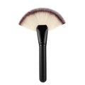 Single fan-shaped highlighter makeup brush with black and white gradient bristles - Large Black Handle Three-Tone Hair Fan Brush