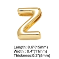 Macro detail of gold-plated letter Z pendant with precise dimensions 15mm by 11mm - Letter Z