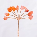 Handmade copper wire money tree branch featuring unpolished orange-red agate stones - 15CM / Red Agate