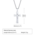 Three-layer stainless steel cross pendant necklace in silver with 60cm long chain - Pendant Only / Silver