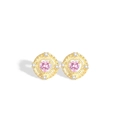 Elegante 925 zilveren oorknopjes met roze hart edelsteen en sprankelende zirkoon accenten - Roze Hart Edelsteen Oorknopjes (E0227) / 925 zilver