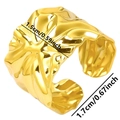 Irregular wide gold ring with pleated texture and measurements 1.5cm width - Open Ring / Gold - Wrinkled Shape