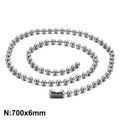 Collana a catena con sfere da 6mm in acciaio inossidabile 700mm con finitura argento lucido - 6.0mmx700mm(KN93488-Z)