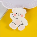 Cute white cartoon bear acrylic pin badge accessory with pink cheeks for backpacks - Sitting Bear