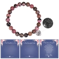 Bracciale di perline di rodonite con pietra di proiezione a cuore e tre biglietti regalo - Bracciale in Agata-1 / Alla mia mamma migliore