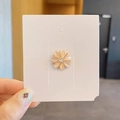 Pink cat-eye flower brooch with crystal center on gold-tone metal base for women - Flower Style