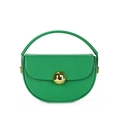 Green crocodile pattern motorcycle bag with gold hardware buckle in a minimalist design - Dark Green