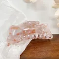 Oversized hollow acetate claw clip in pink and orange marble pattern finish - 13cm / Iridescent Milk Coffee 13CM