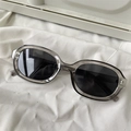 Translucent grey oval sunglasses with black lenses for cycling and outdoor sports - Sport Style Gray Frame Gray Lens