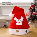 Red LED Christmas hat with 3D white reindeer doll and shiny sequins, size 28x38cm - Adult Cartoon Non-woven Reindeer Style