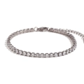 Silver finish tennis bracelet with round cubic zirconia stones and adjustable chain - Silver (3mm)