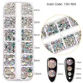 Set strass unghie arcobaleno AB in scatola a 12 griglie, dimensioni miste da 4mm a 10mm - Strass AB Aurora di Dimensioni Miste (12G-663)