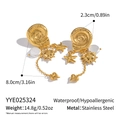 Detail of golden stainless steel sun star and snail tassel earrings with heart charm - Gold Shell Sun Starfish Pearl Tassel Style (YYE025324)