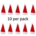 Set di 10 mini cappelli di Babbo Natale in tessuto non tessuto per lecca-lecca e bambole - 10 pezzi/Confezione