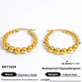 Goldene Titanstahl Perlen-Ohrringe, wasserfest und hypoallergen für Damen - EH11654-Verlauf Perlen Rund