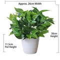 Detail of 30cm faux pothos plant with realistic green leaves in a white ceramic pot - Large Pot + 30cm Evergreen