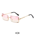 Frameless square sunglasses with pink and yellow gradient lenses and gold metal frame - C4 Pink Yellow Gradient