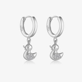 S925 sterling zilveren eend oorringen voorzien van fonkelende zirkonia stenen - 925 zilver / Platina