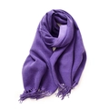Soft purple imitation cashmere scarf with tassels in a trendy macaron solid color - No.22 Violet