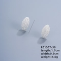 Textured silver oval stud earrings with frosted grain finish measuring 1.7cm in length - Olive Shape (E01507-39)