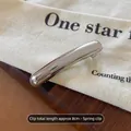 Silver metallic curved hair clip 8cm spring fastener minimalist sleek hair accessory - Polished Arch Silver