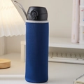 Dark blue neoprene insulated cup sleeve with grey handle and portable plastic buckle - Navy Blue
