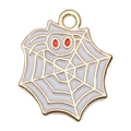Spider web Halloween pendant with golden metal outline and white enamel finish - 1pc White Spider Web (18x16mm)