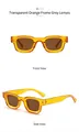Retro square sunglasses with transparent orange frame and grey lenses for men and women - Translucent Orange Frame Tea Lens