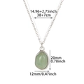 Irregular green aventurine pendant necklace with adjustable chain in 18K gold plated steel - Silver Green Waterdrop