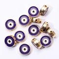 Goldene Evil Eye Perlen mit blauer Emaille für DIY Armbänder und Halsketten - Königsblau