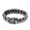 Bracciale punk in argento a forma di drago per uomo con chiusura a testa di drago e squame - Finitura Sabbia d'Acciaio (KB151360-KLXS)