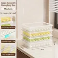 Stackable 4-layer food-grade storage box for dumplings and eggs with individual lids - Medium - 4 Pack