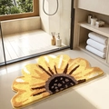 Halbrunde gelbe Sonnenblumen-Badematte aus Plüsch mit rutschfester Textur im modernen Bad - Sonnenblume / 51*91cm
