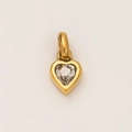 Golden heart-shaped pendant necklace accessory with transparent heart gemstone inlay - April Heart Birthstone Pendant Only (Without Chain) / Gold