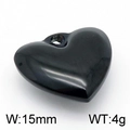 Ciondolo a cuore nero lucido in acciaio al titanio, larghezza 15mm e peso 4g - 15mm / Nero
