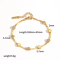 Gouden roestvrijstalen hart en bloem armband met zirkoon en afmetingen - Hart en Vijfbladige Bloem Zirkonia Armband (TB5127)