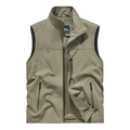 Men's outdoor utility vest with multi-pockets and breathable mesh lining in khaki - M / Khaki
