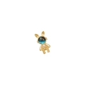 Gold rabbit pendant featuring starry blue aura stone and small pearl detail - Cosmic Rabbit Pendant B