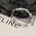 Chinese style ceramic beaded bracelet with silver metal chain and translucent round beads - Silver Fragment Splicing Bracelet
