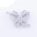 Silver butterfly connector with cubic zirconia stones for DIY jewelry making - Silver Micro-Pave Zirconia Butterfly (L0446-B)