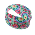 Fascia per capelli in seta di latte a pois con vivace motivo tie-dye colorato - FD033 Girasole Blu
