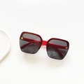 Kids square sunglasses featuring burgundy frame, red temples and golden H logo decoration - Orange